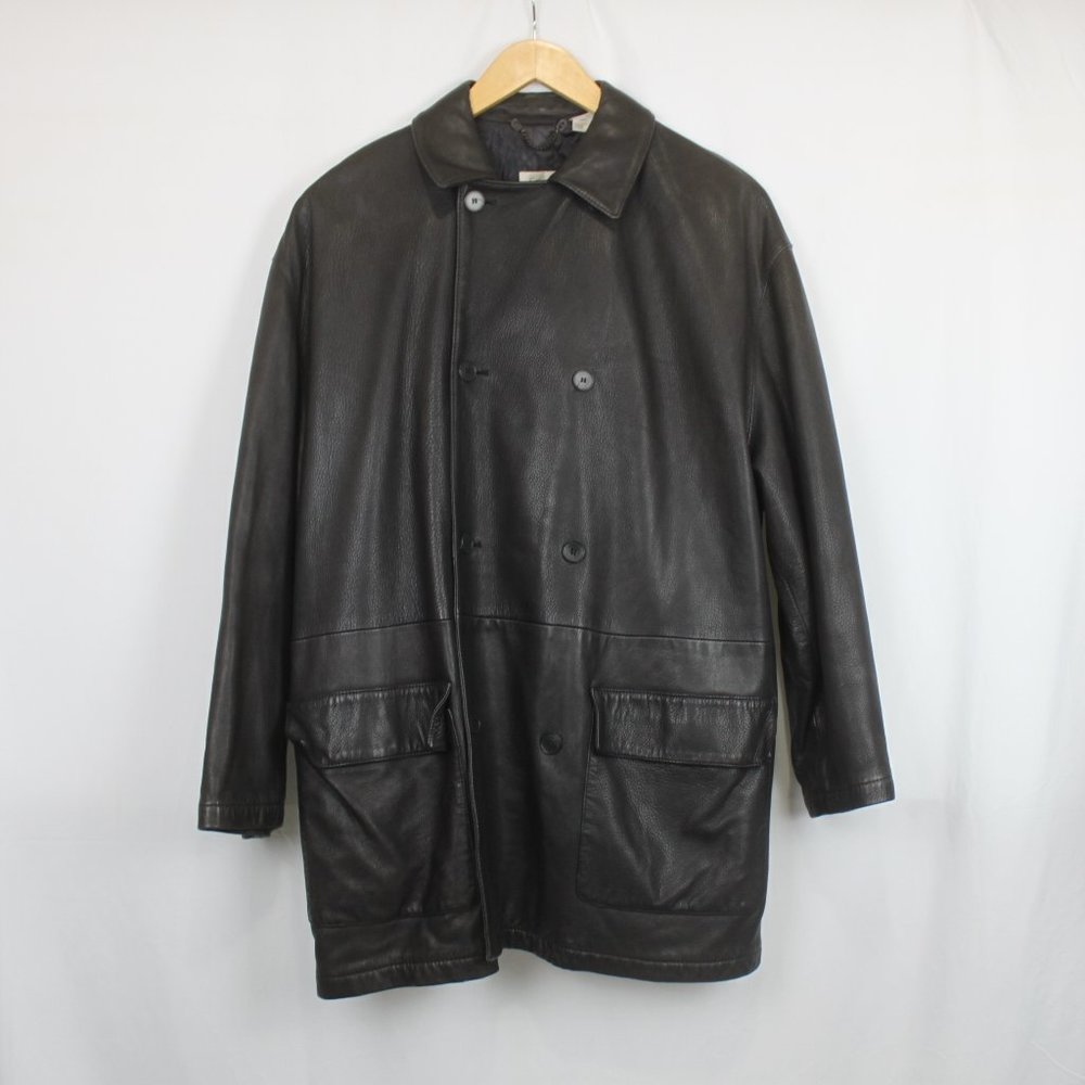 Vintage Calvin Klein Soft Deer Leather Button Up Jacket Espresso Brown